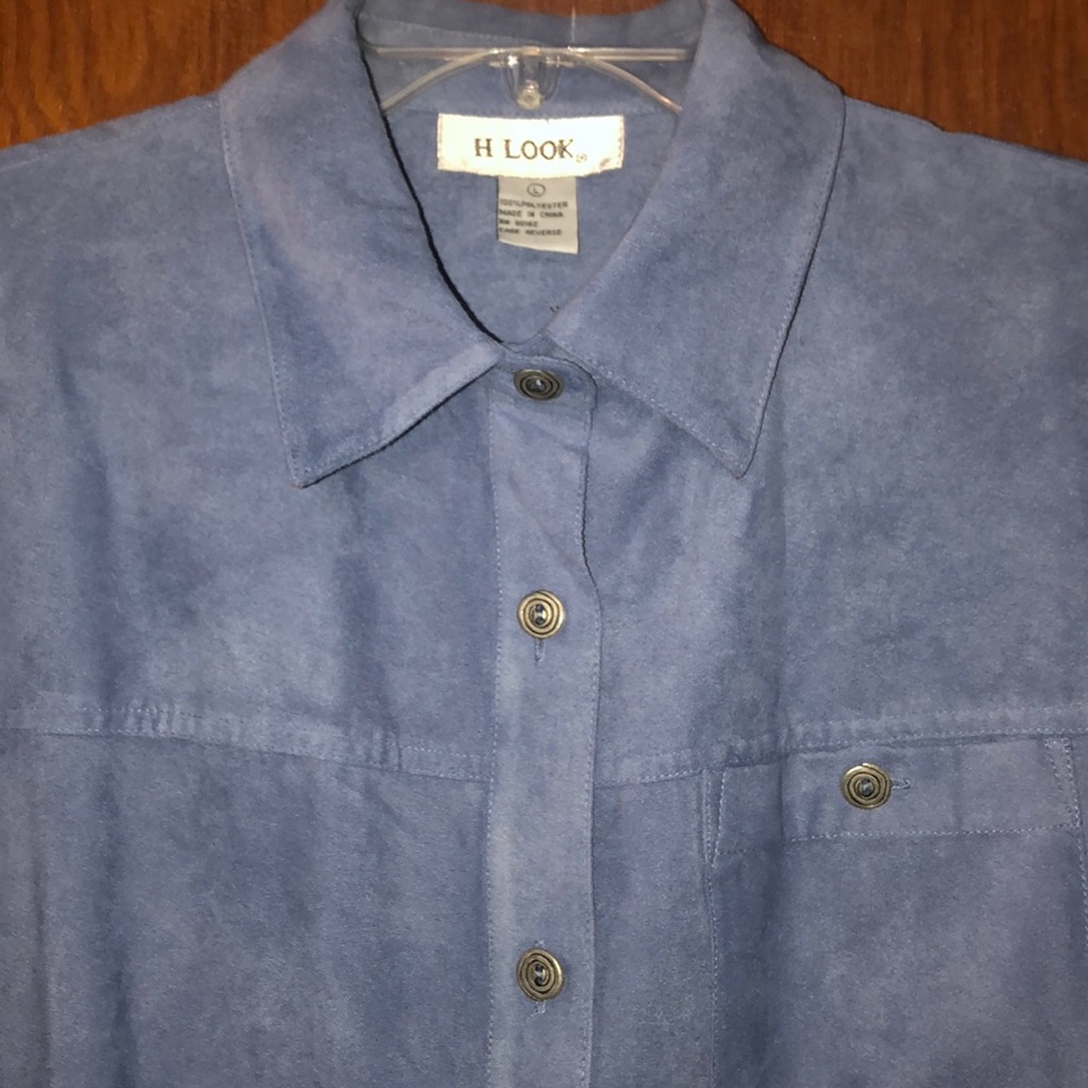 H Look Women’s Powder Blue Button Down Shirt